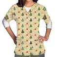 thumbnail image 2 of Jsaierl Christmas Scrub Tops for Women Short Sleeve Christmas Pattern Nurse Uniform Working V Neck Shirt Dressy Casual Tees Blouse Top for Women Fashion 2023, 2 of 6