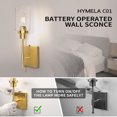 thumbnail image 3 of HYMELA Battery Operated Wall Sconce,Matte Gold Rechargeable Wall Light Fixtures for Bathroom Hallway Kitchen Mirror,Bulb Included, 3 of 9