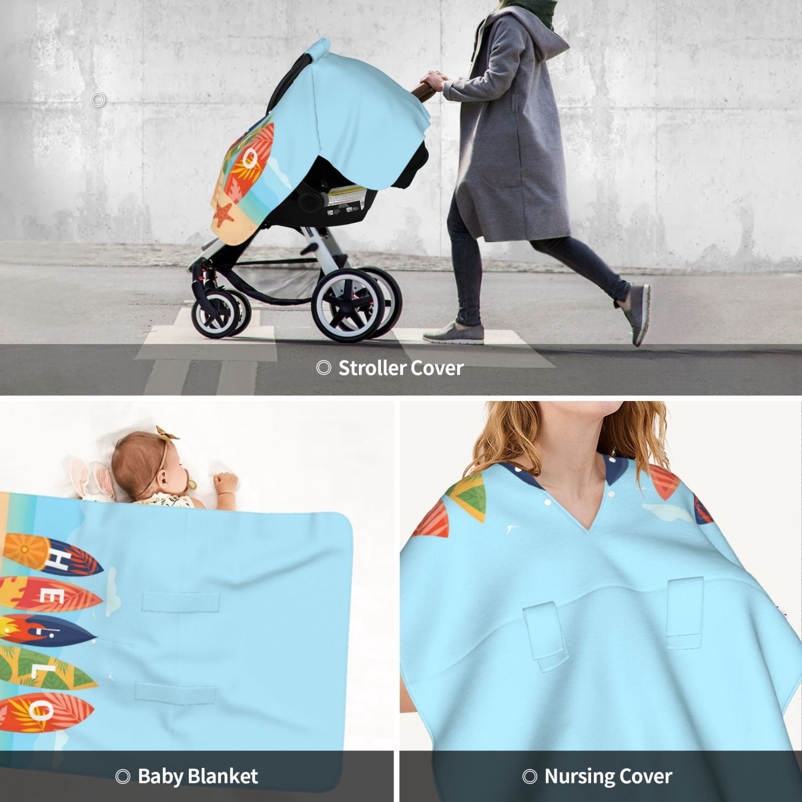 Car Seat Cover Baby - Hello Summer3 Breathable Infant Car Seat Cover for Baby Carseat, Lightweight Comfort Baby Essentials Must Haves Newborn Stuff for Girl Boy