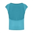 thumbnail image 3 of Timegard Womens Tops Cap Sleeve Round Neck Slim Fitting Tee Shirts Comfy Solid Color Cropped Tops, 3 of 5