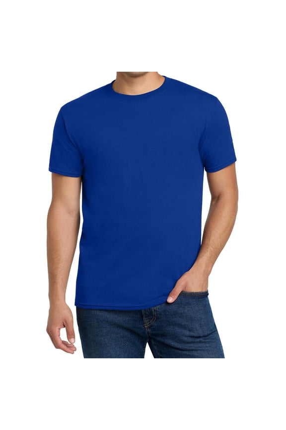 Men's Crew Neck Perfect-T T-Shirt, Short Sleeve Casual Blank Tee, Deep Royal, M
