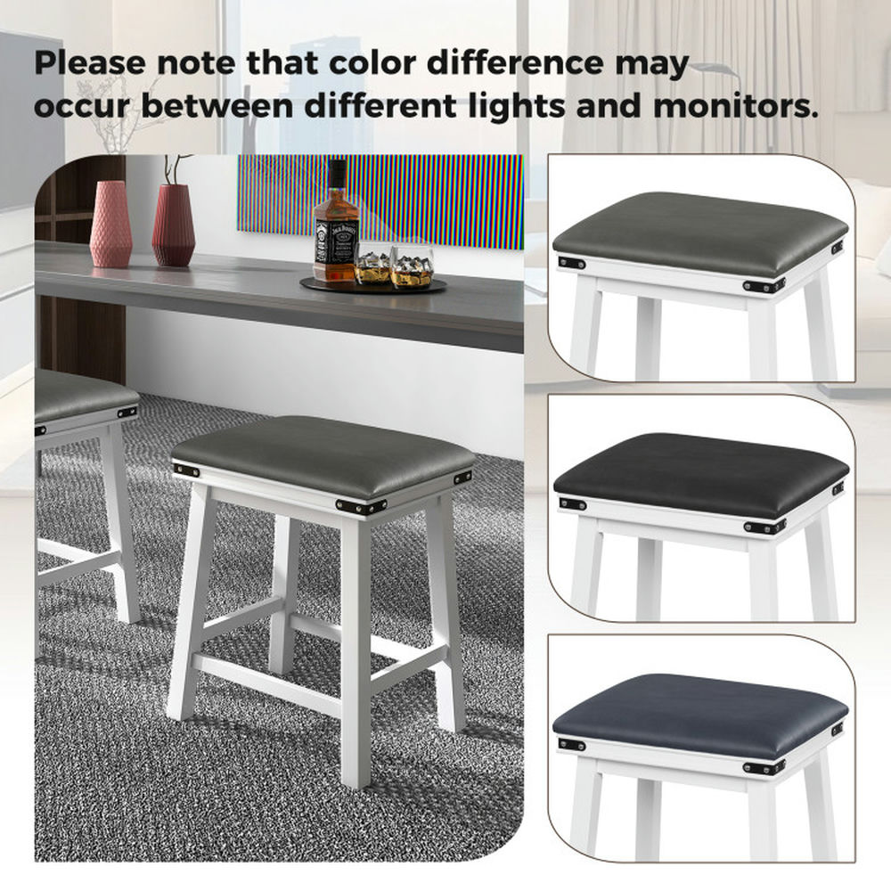 Demi Bonn 24" Set of 2 Bar Stool with Acacia Wood Frame, Modern Kitchen Dining Chair, Gray