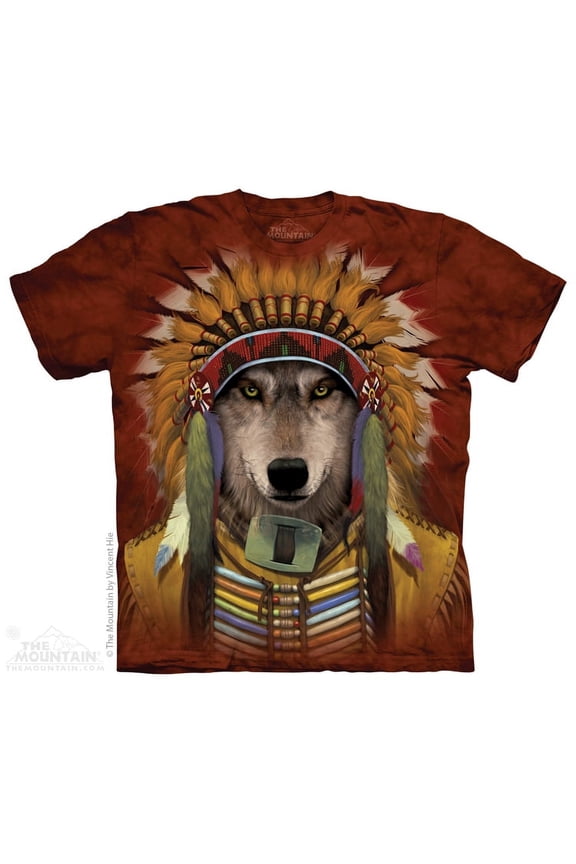 Red Cotton Wolf Spirit Chief Design Novelty Adult T-Shirt NEW