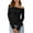 Black, variant on Womens Off The Shoulder Sweaters Casual Long Sleeve Ribbed Knit Slim Fit Y2K Going Out Pullover Tops