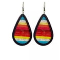 thumbnail image 2 of Colorful Stripes Wood Frame Dangle Earrings Chic Morocco Pattern Women Jewel New, 2 of 6
