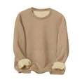 thumbnail image 2 of Wrtxtat Mens Fuzzy Sherpa Sweatshirts Winter Thick Warm Fleece Lined Long Sleeve Crewneck Pullover Tops Heavyweight Loungwear Underwear Shirts with Pockets Khaki XXL, 2 of 8