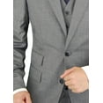 thumbnail image 4 of Mens Ticket Pocket 3-piece Gray Wool Trim Fit Vested Suit, 4 of 7