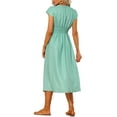 thumbnail image 3 of INSPIRE CHIC Women's Summer Flutter Short Sleeve Smocked Waist Floral Midi Dress M Green, 3 of 6