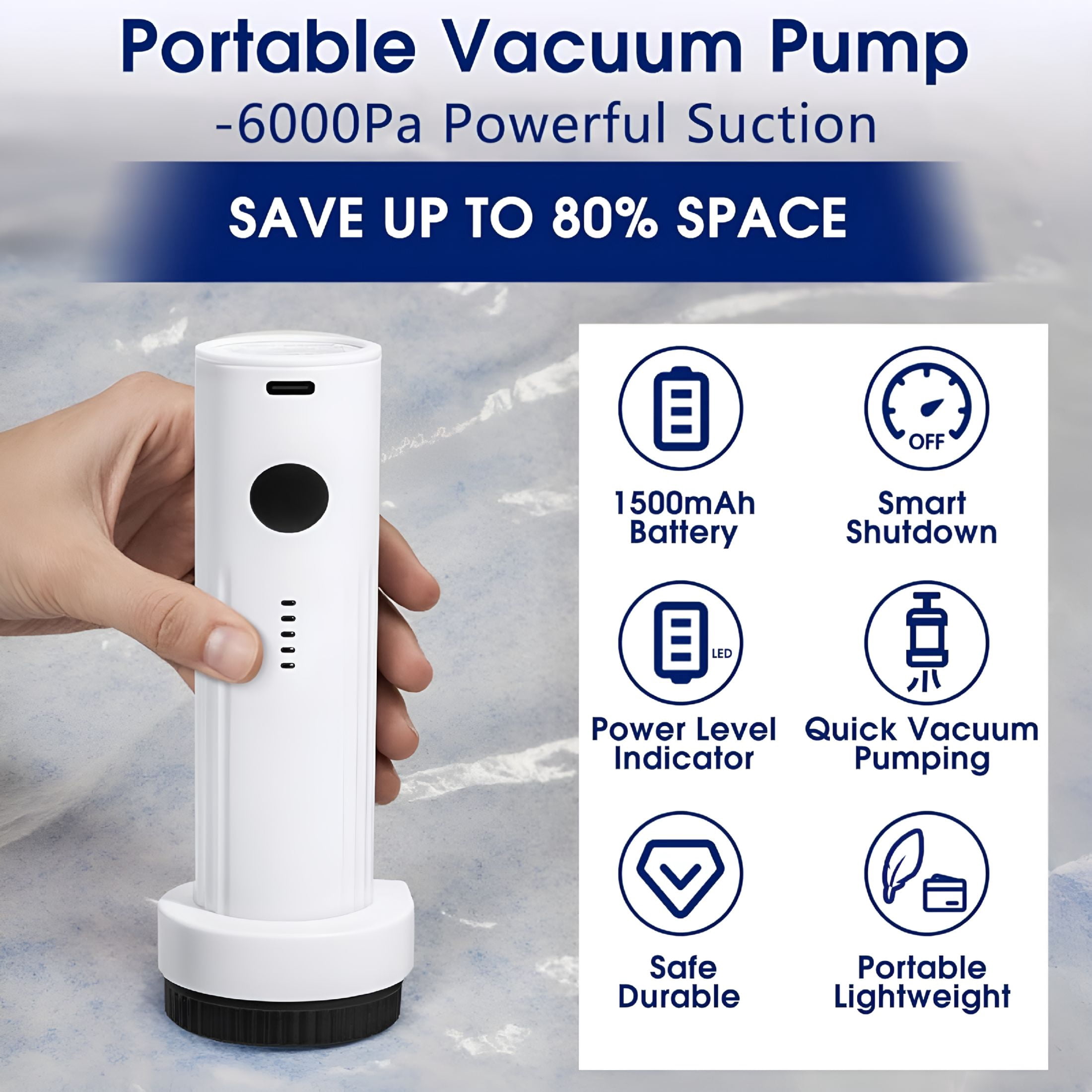 CURYMAY Cordless Electric Vacuum Pump for Storage Bags, USB Rechargeable Portable Vacuum for Travel Air Pump Compression Bag Pumps for Clothes Bedding