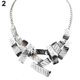 thumbnail image 4 of Women Metal Geometrical Irregular Squares Pendant Chain Bid Choker Necklace, 4 of 5