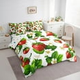 thumbnail image 3 of Manfei Sweet Strawberry 7-Piece Twin Bedding Sets,Rustic Flower Floral Bedding Comforter Set,Red Green White Sheet Sets For Kids,Microfiber Bedroom Decor Reversible, 3 of 8