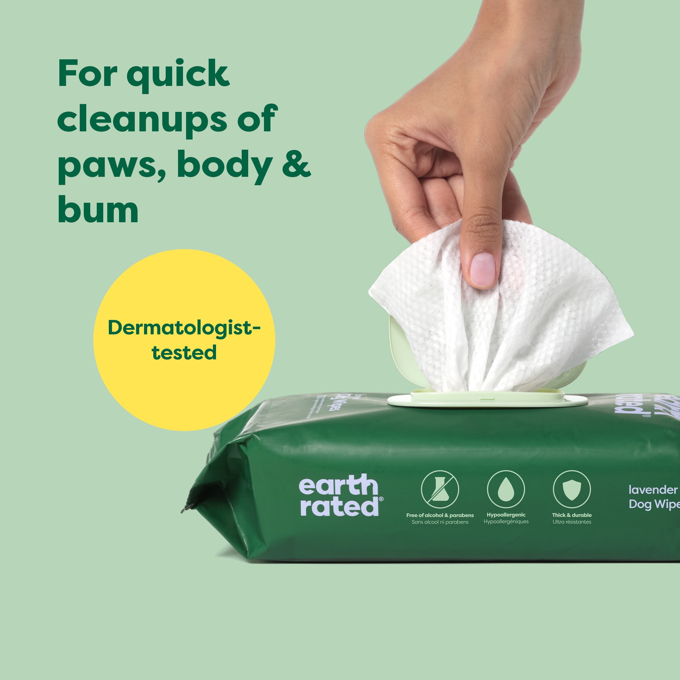 (2 pack) Earth Rated Dog Grooming Wipes, Lavender, 100 Count