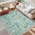 thumbnail image 1 of GlowSol 10x13 Charming Botanical Butterfly & Insect Washable Area Rug, Non-Slip Low-Pile Stain Resistant Floor Carpet for Living Room Bedroom Nursery Home Decor, Green, 1 of 9