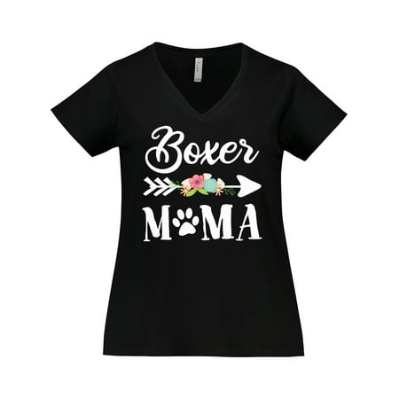 

Inktastic Boxer Mama with Arrow and Flowers Women s Plus Size V-Neck