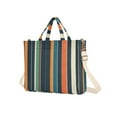 thumbnail image 7 of FORMRS Womens Corduroy Tote Bag Crossbody Shoulder Handbag with Pocket, Navy Blue Stripes, 7 of 7