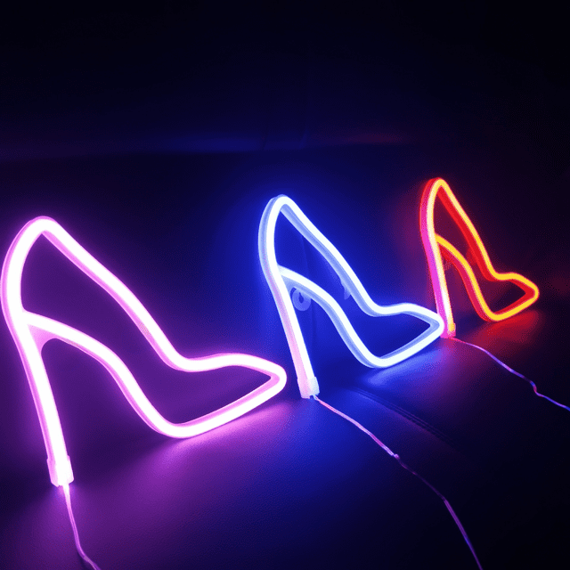 Adornos de decoración de interiores de neón LED, luz de noche con relámpagos, luz de labios, luz de letras, barra de luz de amor