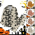 thumbnail image 4 of Hpapadks Halloween Pajamas for Women Set Cute Graphic Long Sleeve Button Down Shirts and Pants Sleepwear Pjs Sets for Women Yellow, 4 of 4
