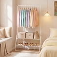 thumbnail image 2 of Costway Heavy Duty Clothes Rack Metal Garment Rack with Hanging Rod and Storage Shelves White, 2 of 10