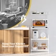 thumbnail image 3 of 4-Tier Kitchen Storage Cart with Microwave Stand, White Metal Bakers Rack for Oven and Utensils, 3 of 6