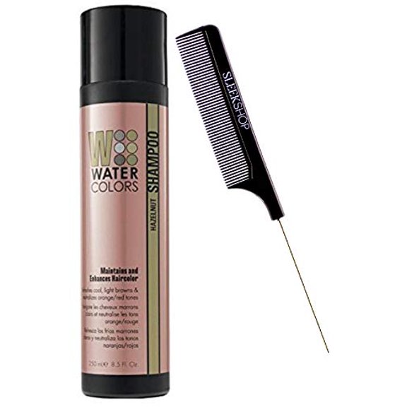 Watercolors by Tressa Color Depositing Sulfate-Free Shampoo, Haircolor (w/ Sleek Comb) Water Colors Hair Dye Maintenance Wash (Hazelnut - 8.5 oz) (PACK OF 4)