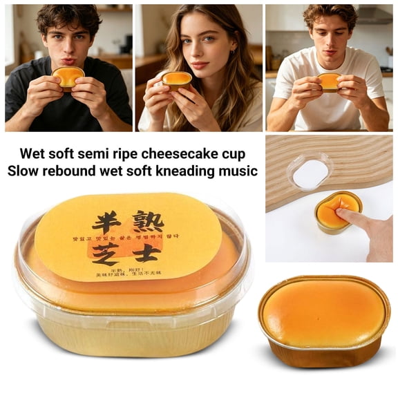 Knisume Cheesecake Squeeze Squishy Relief - Slow Rising Sensory Decompression Toy, Stress Relief Squishy For Office, Adult Anti Stress Fidget Soft Gel Desk