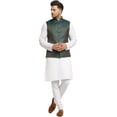 thumbnail image 2 of Men Designers Green & Gold Nehru Jacket Indian Traditional Bollywood Style Brocade Woven Embellishe, Size: 48, 2 of 6