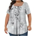 thumbnail image 3 of JURANMO Women Clearance Oversized Shirts for Women Graphic Tees Tops Loose Fit Front Pleated Tunic Blouses Summer Short Sleeve Tshirts Casual Square Neck Pullover Gray XXXXXL, 3 of 6