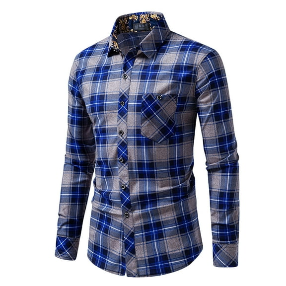 Men Casual Button down Shirts Long Sleeve Clearance Sweatshirts Zip Men Casual Print Turn down Collar Button Long Sleeve Shirt