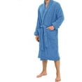 thumbnail image 3 of Marquess Terry Cloth Robes for Men All Cotton Blue Bathrobe, Luxury Shower Robe Long Shawl Collar,, 3 of 7