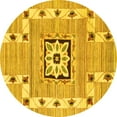 thumbnail image 1 of Ahgly Company Indoor Round Abstract Yellow Modern Area Rugs, 7' Round, 1 of 4