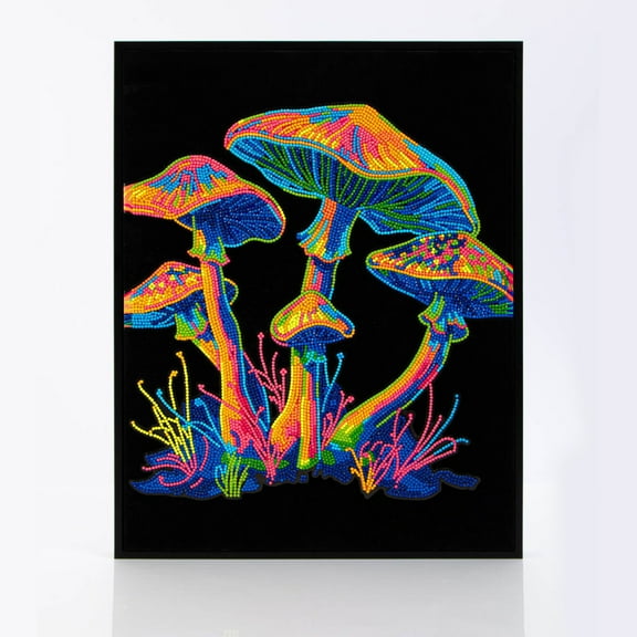 Diamond Dotz Neon Flock Mushrooms Diamond Painting Kits for Adults - Colorful Diamond Art Kits a Relaxing Creative Craft Kit with Dotz Gems 18x14
