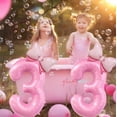 thumbnail image 5 of 40 inch Number 0 Balloon with Bow Pink Happy Birthday Jumbo Aluminum Film Number Balloon for Girls Daughter Birthday Decorations Party Supplies (Number 0), 5 of 9