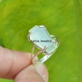 thumbnail image 3 of Solid 925 Sterling Silver Coffin Ring, Natural Prehnite Green Gemstone Ring, Statement Ring, Unique Handcrafted Jewelry For Women/Men, 3 of 5