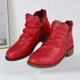 thumbnail image 2 of Drie Womens Fall Shoes Fashion Ankle Boots Women Low Heel Leather Stitched Ankle Booties Western Ladies Casual Shoes Red,6, 2 of 5
