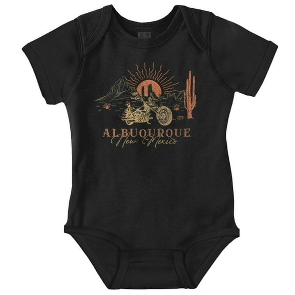 Albuquerque New Mexico Desert Biker Romper Boys or Girls Infant Baby Brisco Brands NB