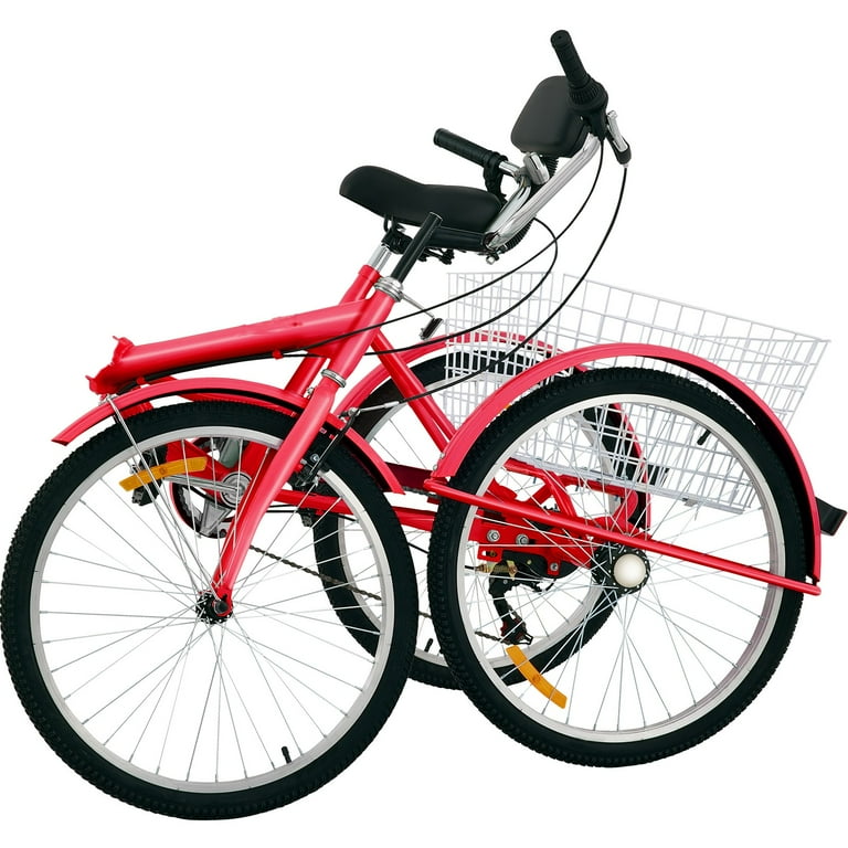 BENTISM Foldable Tricycle Adult 26 Wheels Adult Tricycle 7 Speed 3 Wheel Bikes For Adults