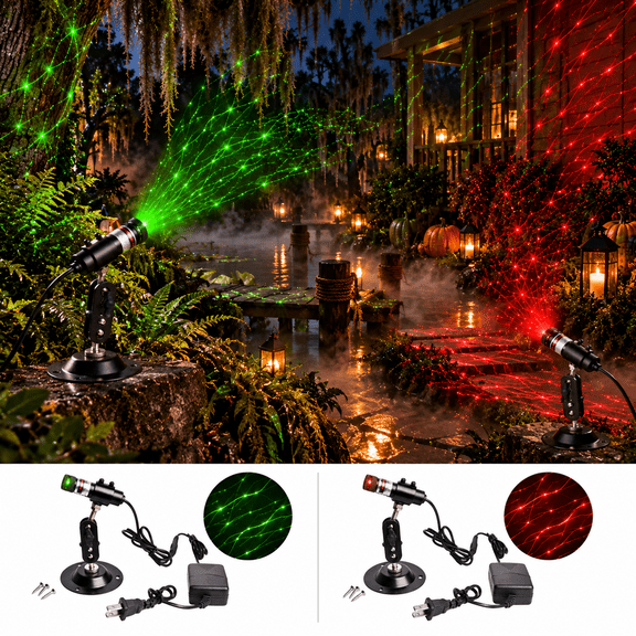 Laser Line Projector for Halloween Swamp Party Decoration, Spooky Outdoor Halloween Laser Light with Adjustable Base for Yard Garden Patio Haunted House Party Display, Green