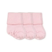 Girls Baby Organic Cotton Seamless Turn Cuff Ankle Socks 3 Pair Pack