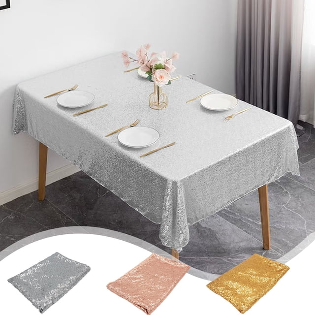 Sequin Tablecloth 59inch Rectangular, Table Decoration, Christmas Dessert Table Wedding Holiday Party Layout Shiny Background, Sequin Party Tablecloth, Festive Table Cover, Holiday Party