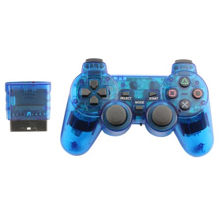 Ps2 Foam Deluxe Pad - Replacement WIRELESS Gaming Pad Controller For Playstation PS1 PS2 Game Console Systems Wireless - BLUE