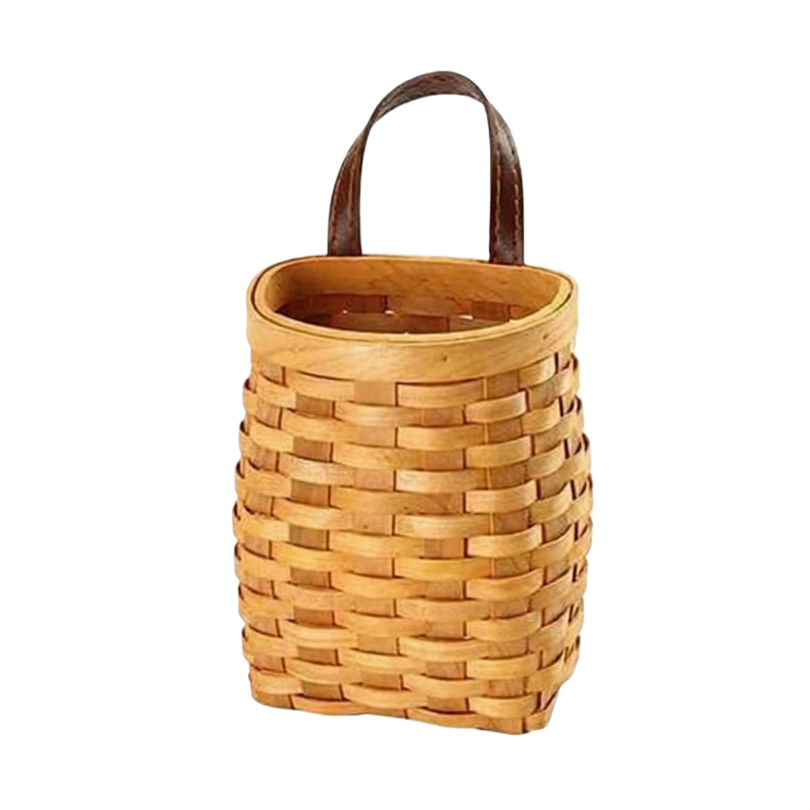 Hanging Basket Hanging Wicker Baskets, Hand-Woven Wood Storage Basket Portable Wall Hanging Flower Basket Organizer Fruit Vegetable Rattan Storage Holder Basket Container Home Decoration