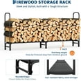 thumbnail image 3 of OUYAWEI 8FT FireWood Rack Stand,Outdoor Wood Storage Holder for Fireplace & Patio,Durable Steel Log Rack with ZippeRed Protection,Heavy Duty Wood Rack Keep FireWood Organized,Black, 3 of 9