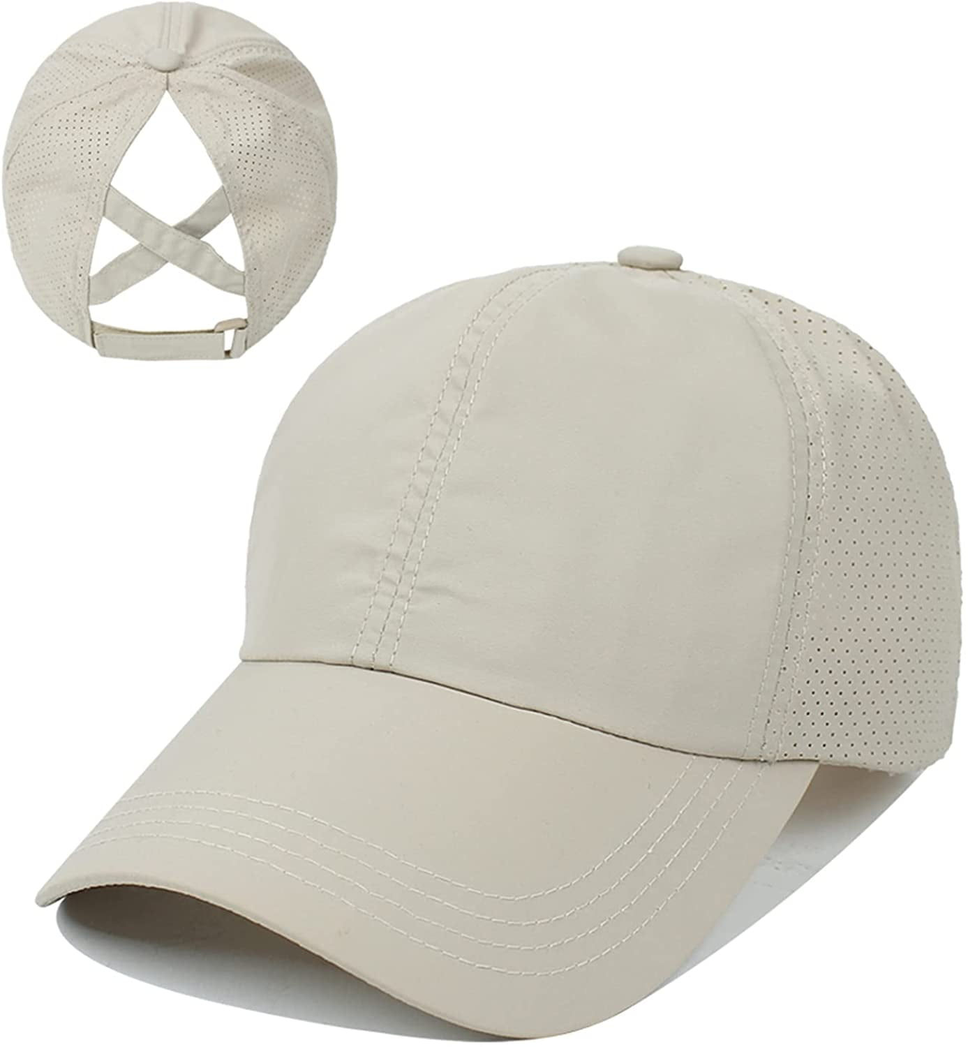 Women Ponytail Baseball Cap Messy Bun Baseball Hat Snapback Visor Sun Sport Caps 
