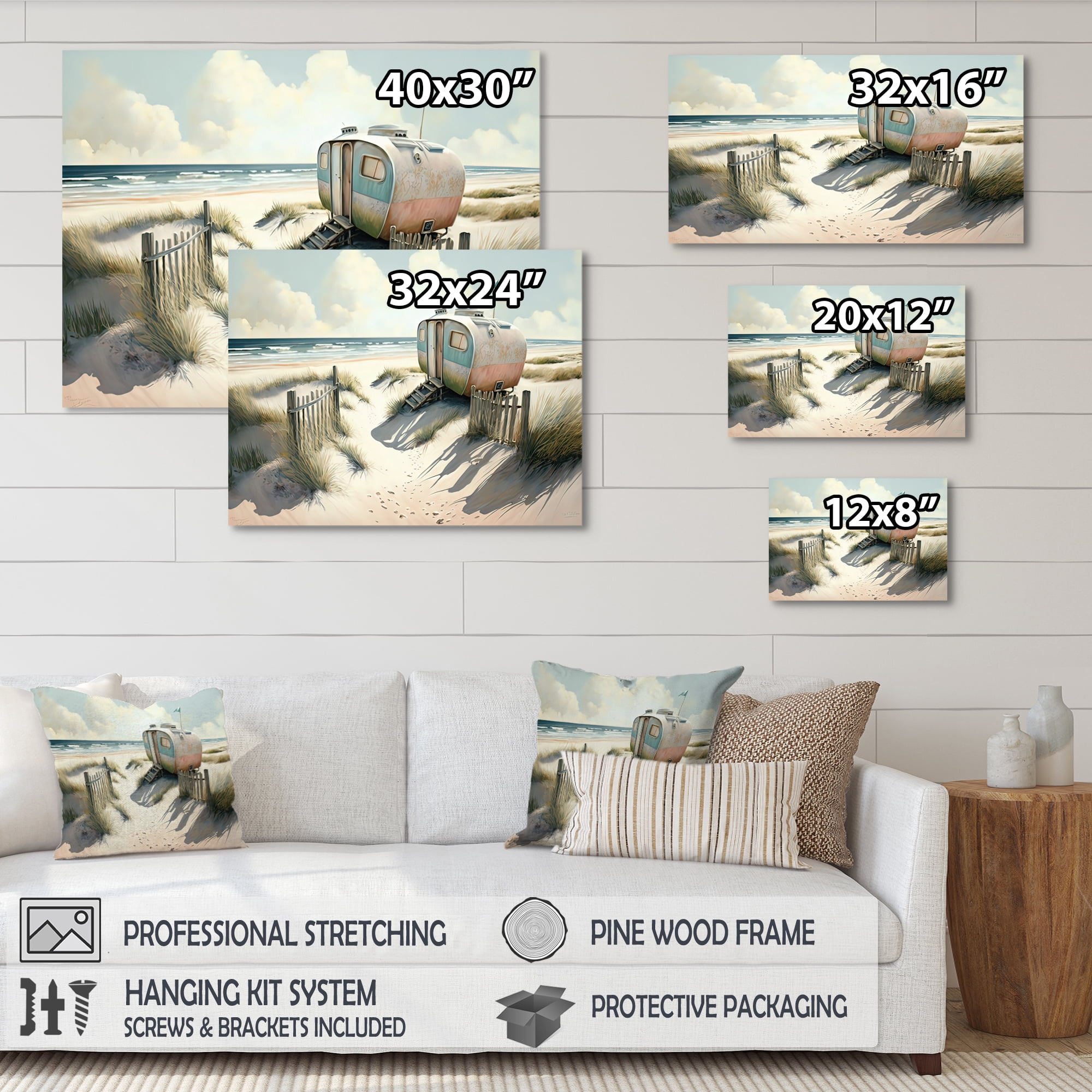 Designart Camping On The Beach Canvas Wall Art