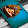 thumbnail image 6 of Capybara Eating Pizza Funny Faux Leather Travel Luggage Tag, 6 of 7