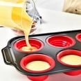 thumbnail image 2 of Silicone Muffin Pan, 6 Cups Muffin Pans with Metal Frame Nonstick Press to Easily Pop Out for Baking Homemade Muffins, Breads, Cupcakes, Egg Bites, BPA-Free Silicone Muffin Tin Cupcake Pan Mold,Red, 2 of 9