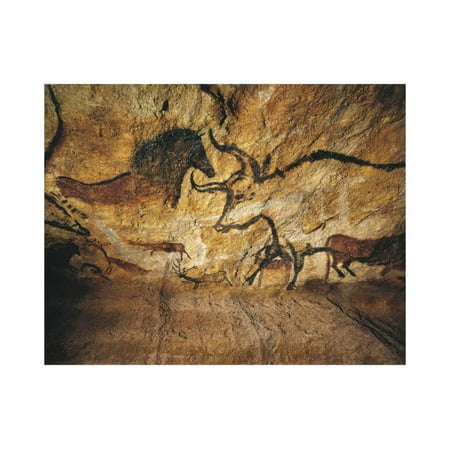 France, Reconstruction of Bull Rock Paintings of Lascaux Caves Print Wall (Best Cave Paintings Dordogne)