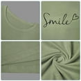 thumbnail image 6 of MIXUE Womens Summer Tops Solid Color Letter Print Crew Neck Short Sleeve Fashion Casual Shirts For Women Tshirts Holiday Wear,Green,L, 6 of 7