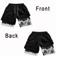 thumbnail image 3 of Pantalones cortos de gimnasio estampados para hombre, Shorts negros de doble capa, 2 en 1, secado rápido, transpirables, absorbentes de sudor, Fitness, correr, deportes de verano, 3 of 5