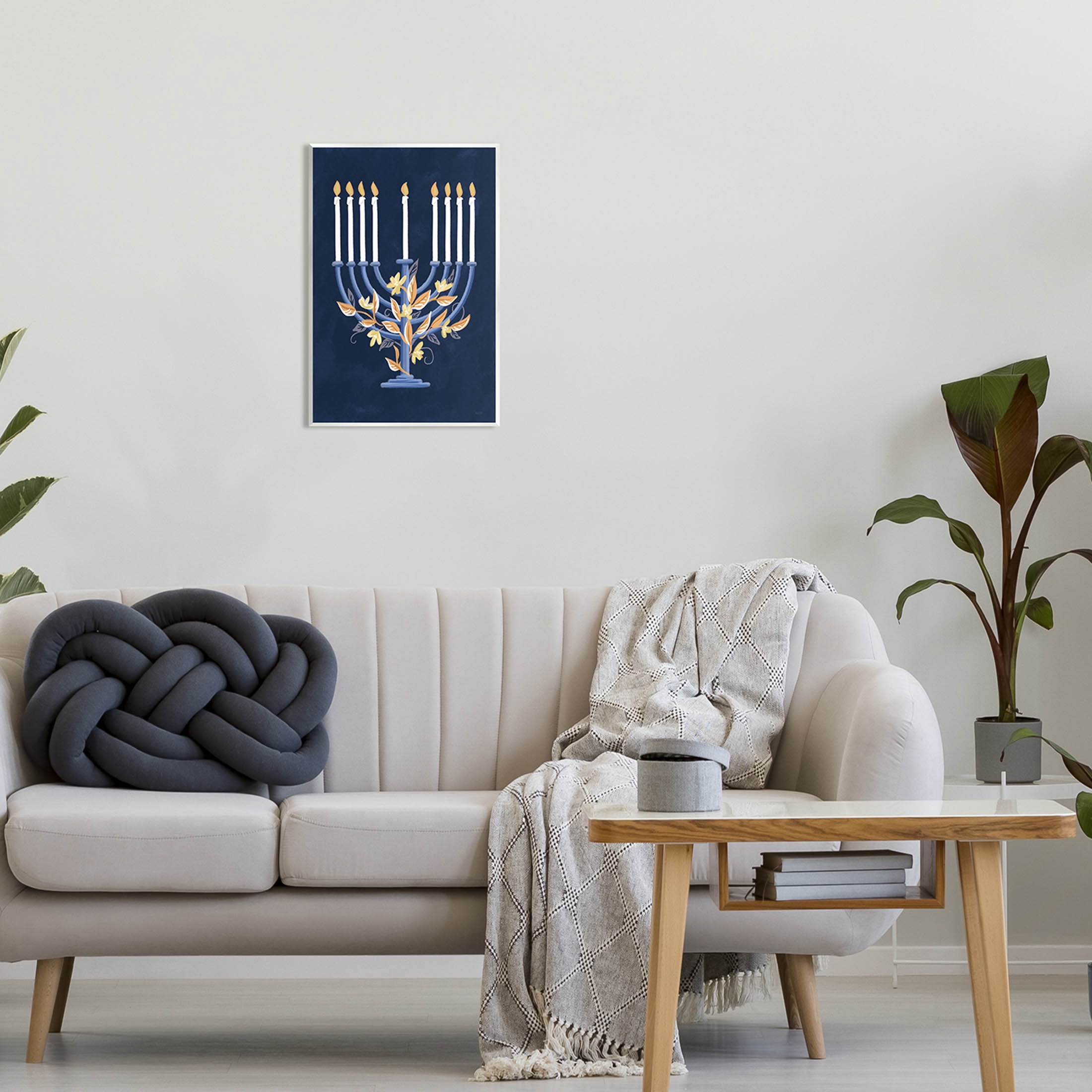 Traditional Floral Hanukkah Menorah Holiday Graphic Art Unframed Art Print Wall Art